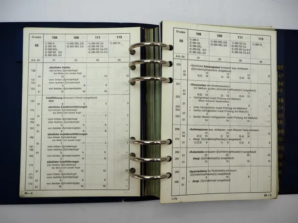Mercedes Benz W 108 109 111 113 Coupe Cabrio Arbeitswertbuch Reparaturen 1976
