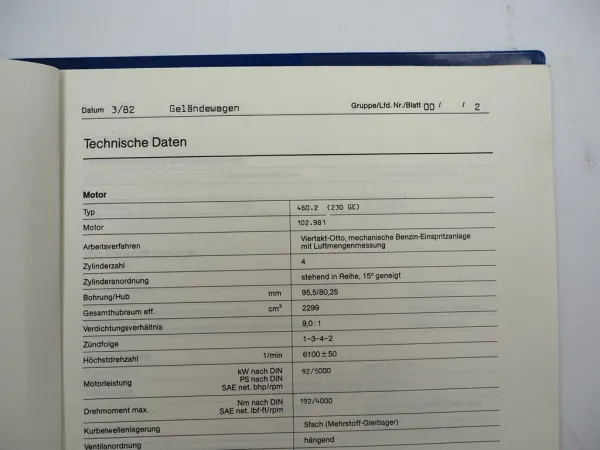 Mercedes Benz W460 230GE Geländewagen Werkstatthandbuch Reparatur Schulung 1982