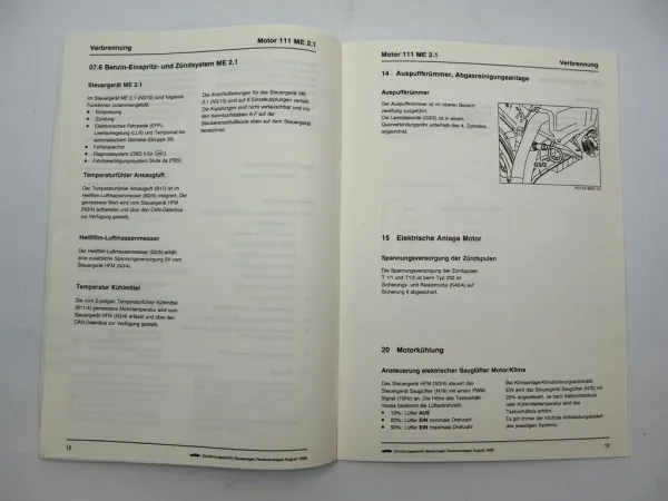 Mercedes-Benz Werkstatthandbuch Motor 104 111 ME 2.1 & C-Klasse Typ 202 1996