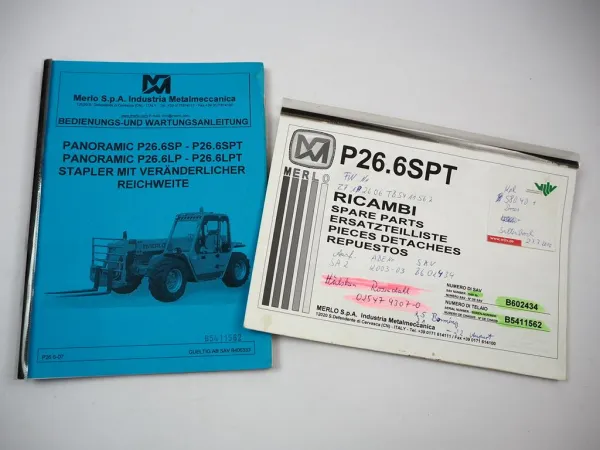 Merlo P26.6 SPT Panoramic Teleskop Stapler Betriebsanleitung Ersatzteilliste