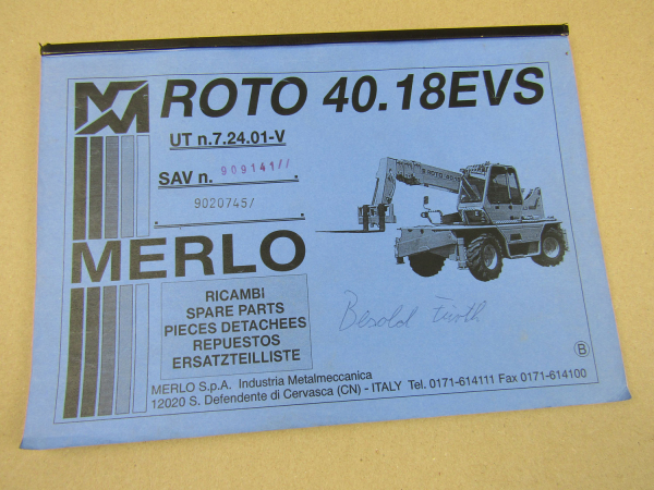 Merlo Roto 40.18 EVS Teleskopstapler Ersatzteilliste Bildkatalog Parts List 90er