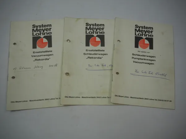Meyer Lohne Rekordia 25-01 30-01 Schleuder Pumptank Vaccumwagen Ersatzteilliste