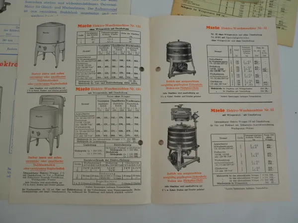 Miele Waschmaschine Prospekt Preisliste Mangeltisch Wäschemangel HWZ