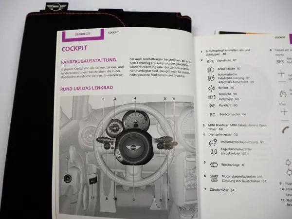 Mini One Cooper Coupe Roadster Cabrio Betriebsanleitung Bedienungsanleitung 2012