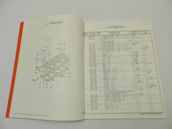 Mitsubishi 4DQ5 4DQ3 Diesel Engine Parts List 1988 Ersatzteilliste