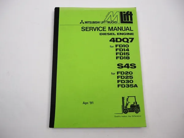 Mitsubishi 4DQ7 S4S Diesel Motor für FD 10 - 35 Stapler Werkstatthandbuch 1991