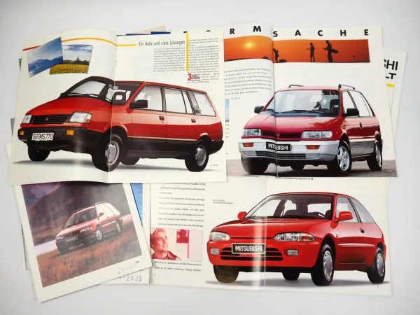 Mitsubishi PKW Programm Colt Galant Grandis Lancer 21x Prospekt 1980/90er Jahre