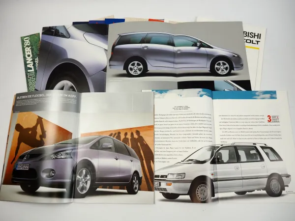 Mitsubishi PKW Programm Colt Galant Grandis Lancer 21x Prospekt 1980/90er Jahre