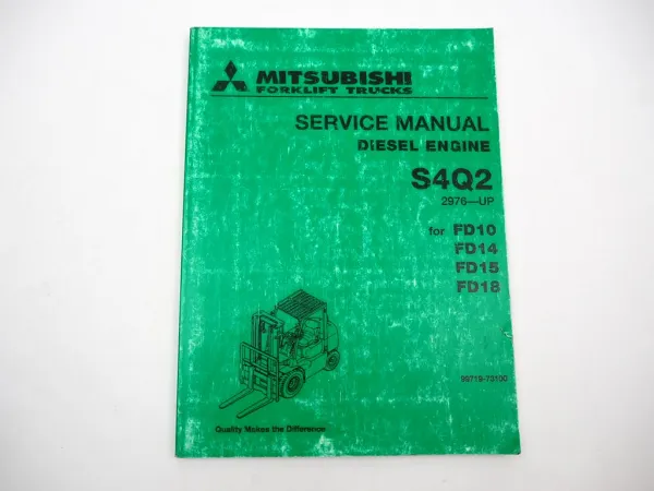 Mitsubishi S4Q2 Diesel Engine for FD 10 14 15 18 Forklift Service Manual 1995