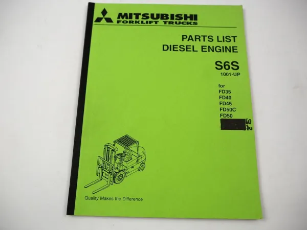 Mitsubishi S6S Diesel Engine Parts List for FD 35 40 45 50 60 70 Forklift Truck 1996 Ersatzteilliste