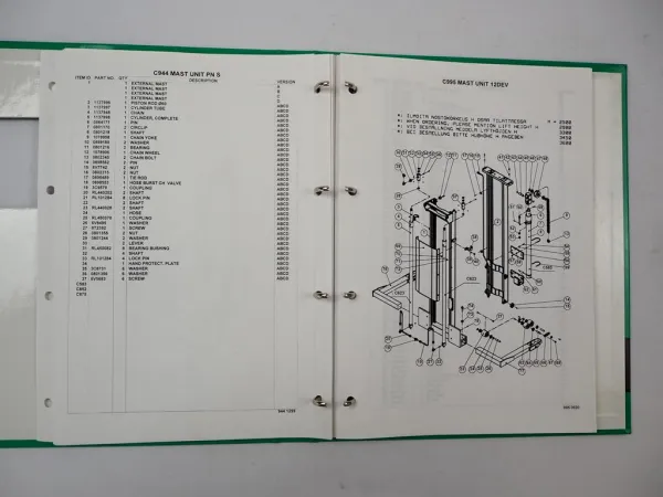 Mitsubishi SBP12K Hubstapler Betriebsanleitung Ersatzteilliste Schaltplan
