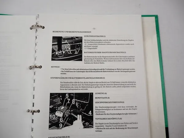 Mitsubishi SBP12KI Hubstapler Betriebsanleitung Ersatzteilliste Schaltplan