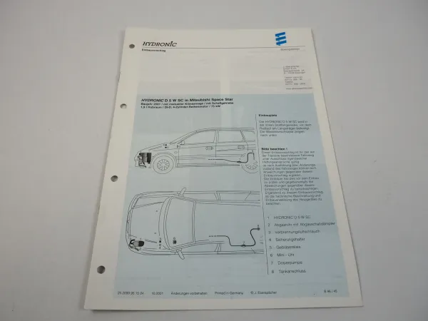 Mitsubishi Space Star Bj. 2001 Eberspächer Hydronic D5WSC Einbau Heizgerät