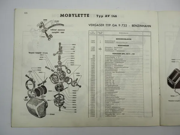 Mobylette AV 46 59 149 Mofa Moped Ersatzteilliste Ersatzteilkatalog 1969