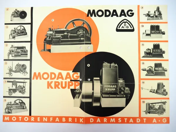 MODAG MODAAG KRUPP Dieselmotor D3n Lokomobil Aggregate Darmstadt Prospekt 1932