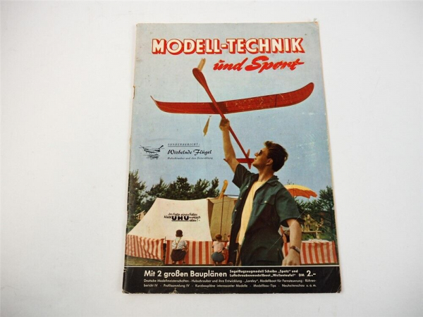 Modell Technik und Sport Modellbau Zeitschrift mit Bauplan Boot Flugzeug ca 1955