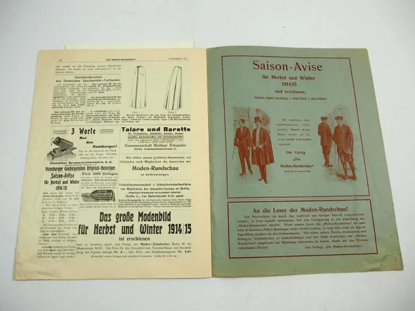 Moden Rundschau Mode Damenjackett Sakko Heft Nr. 11 von 1914 DZV Berlin