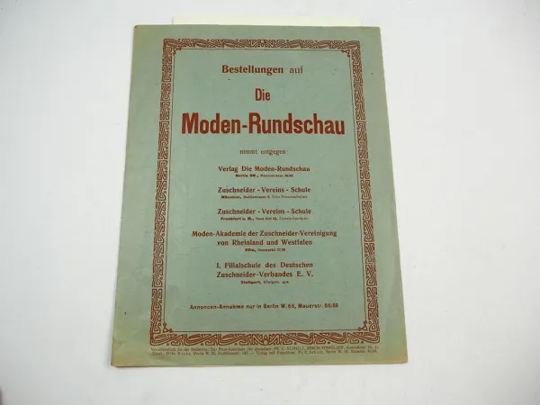Moden Rundschau Mode Damenjackett Sakko Heft Nr. 11 von 1914 DZV Berlin