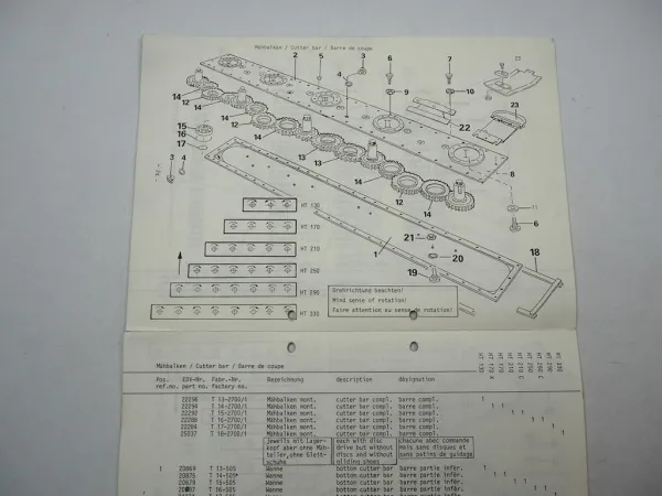 Mörtl HT 130 170 210 250 290 330 Tellermähwerk Heckanbau Ersatzteilliste 1993