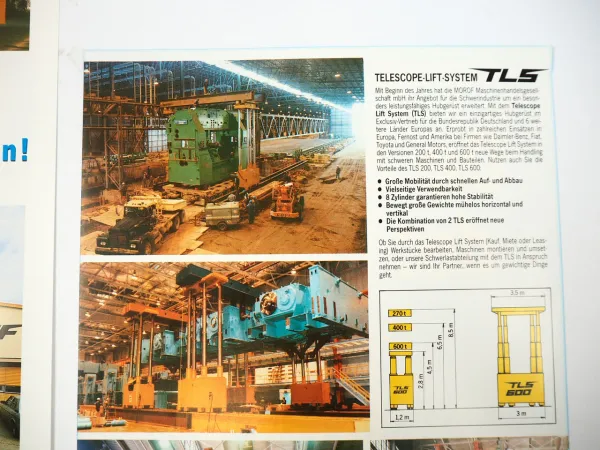 Morof TLS Telescope Liftsystem Hubgerüst Boom Truck 3x Prospekt 1991