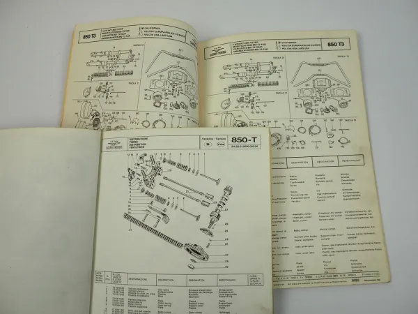 Moto Guzzi 850 T T3 Ersatzteilliste Parts List Catalogo Parti di Ricambio 1975