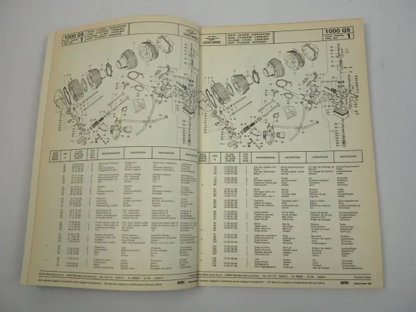 Moto Guzzi V1000 G5 Ersatzteilliste Parts List Catalogo Parti di Ricambio 1978