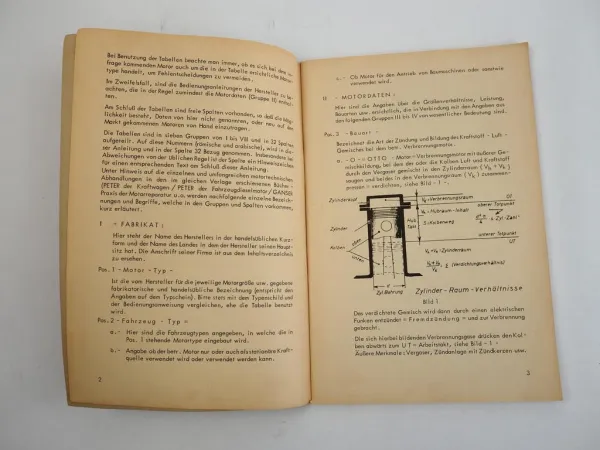 Motor Daten Verbrennungsmotoren Zündungsdaten Ventil Einstelldaten 1964 Schwen