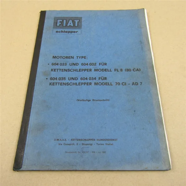 Motor Werkstatthandbuch im Fiat FL8 80CA 70CI AD7 Reparaturanleitung