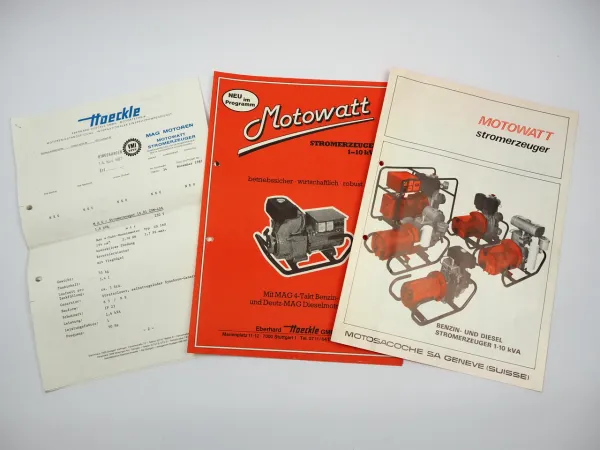 Motowatt Stromerzeuger Benzin Diesel 1 bis 10 kW MAG Motor 2x Prospekt 1987