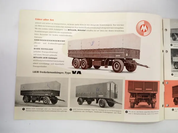 Müller Mitteltal LKW Anhänger Kipper z.B. für Unimog Prospekt 1961