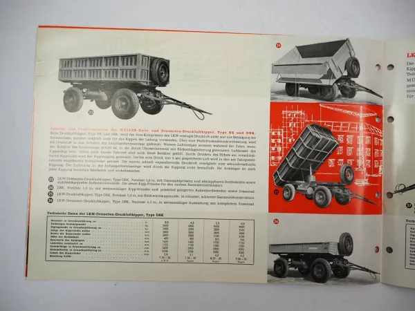 Müller Mitteltal LKW Anhänger Kipper z.B. für Unimog Prospekt 1961