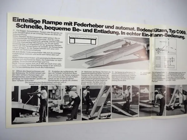 Müller Mitteltal T2 T3 T4 Anhänger Tieflader mit Bagger Prospekt ca. 1984