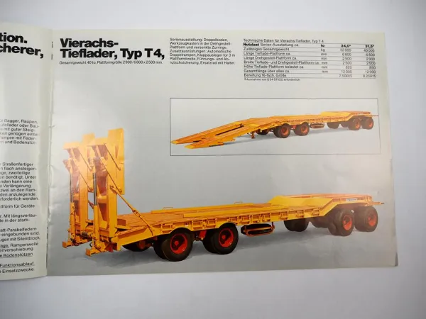 Müller Mitteltal T2 T3 T4 Anhänger Tieflader mit Bagger Prospekt ca. 1984