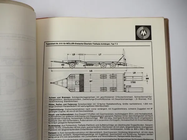 Müller Mitteltal Tieflader Anhänger Datenblätter + 3x Prospekt 1984