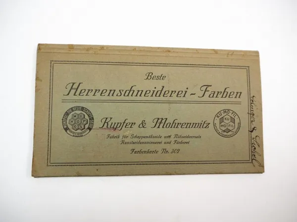 Musterkarte Farbenkarte Nähseide KUMOFIL Kupfer & Mohrenwitz Bamberg 1930/40er J.
