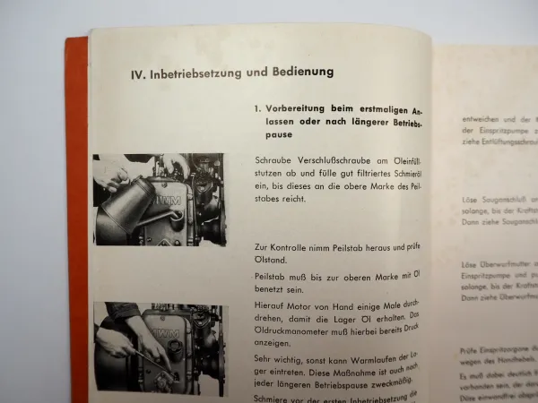 MWM AKD 12 Dieselmotor Betriebsanleitung Bedienung Ersatzteilliste 1954