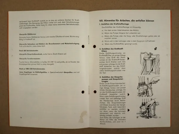 MWM AKD 412 D V Motor Bedienungsanleitung Ersatzteilliste Spares List