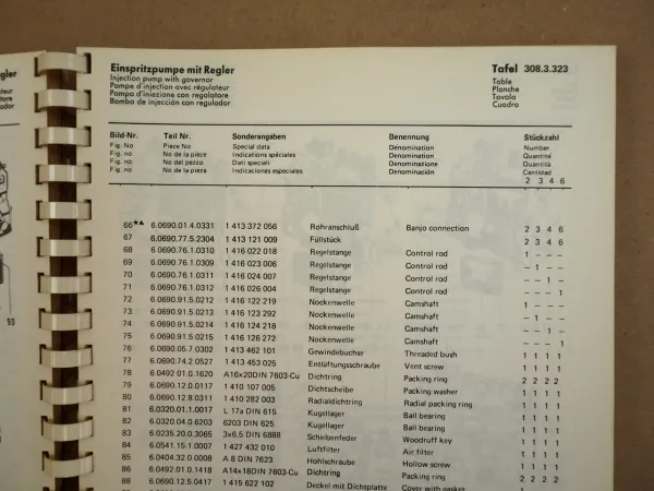 MWM D 308 Motor Ersatzteilliste Spares List 1973