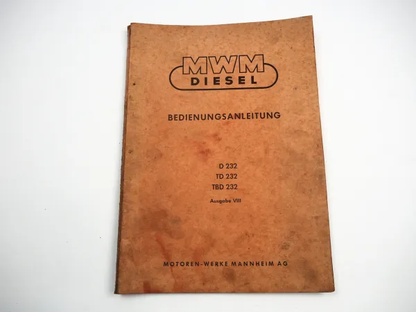 MWM D TD TBD 232 Dieselmotor V6 V8 V12 Bedienungsanleitung Wartung 1970