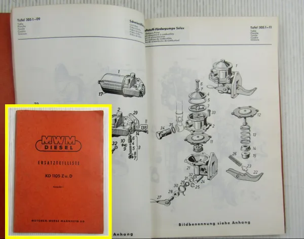 MWM KD 1105 Z + D Ersatzteilliste Ersatzteil-Bildkatalog Ausgabe 1964