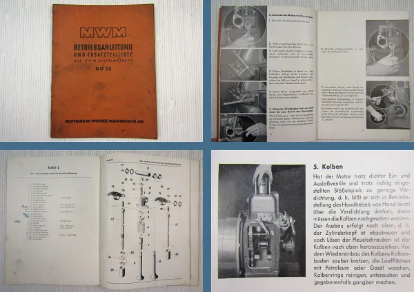 MWM KD 12 E / Z Bedienungsanleitung & Ersatzteilliste 1952