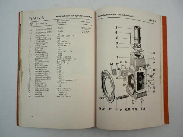 MWM KD12 E Z Dieselmotor Betriebsanleitung Ersatzteilliste 1954