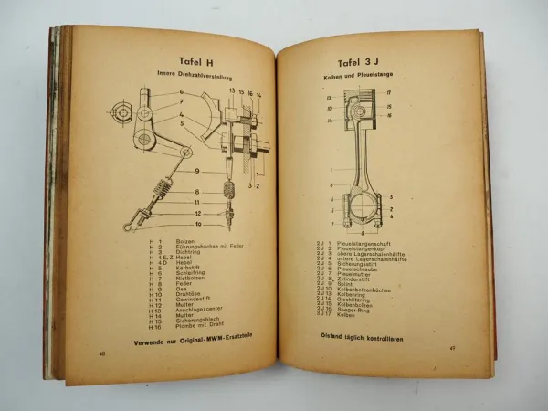MWM KDW415 E Z D Motor Betriebsanleitung Ersatzteilliste 1952