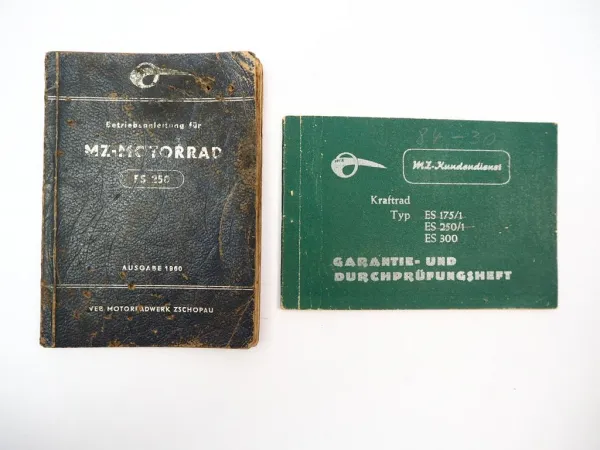 MZ ES 250 Motorrad Betriebsanleitung Kundendienst Scheckheft 1960