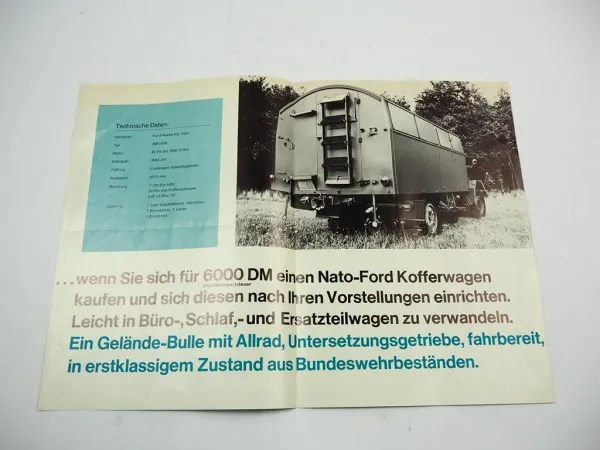 NATO Ford 398 SAM Kofferwagen 92 PS mit Matra Werkstatt Einrichtung Prospekt