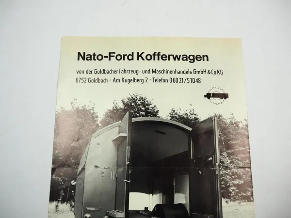 NATO Ford 398 SAM Kofferwagen 92 PS mit Matra Werkstatt Einrichtung Prospekt