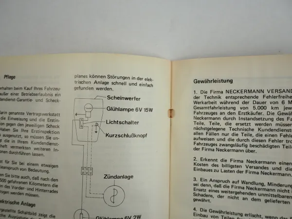 Neckermann Garelli Duoped 40SL 2 Gang Automatik Bedienungsanleitung 1976