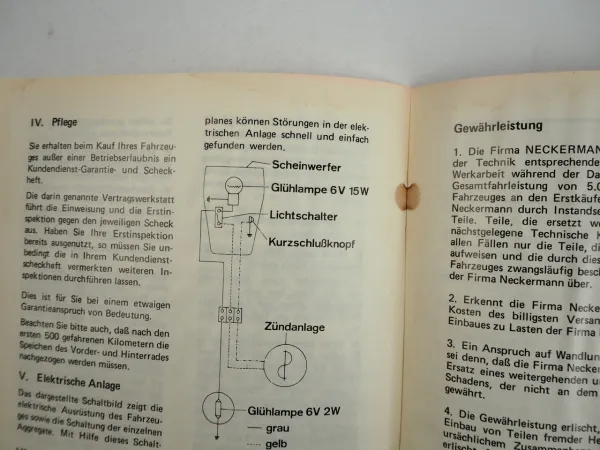 Neckermann Garelli Duoped 40SL 2 Gang Automatik Bedienungsanleitung 1976