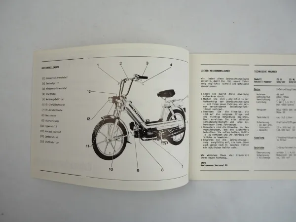 Neckermann Garelli Europed 25N 25NL Bedienungsanleitung 1983