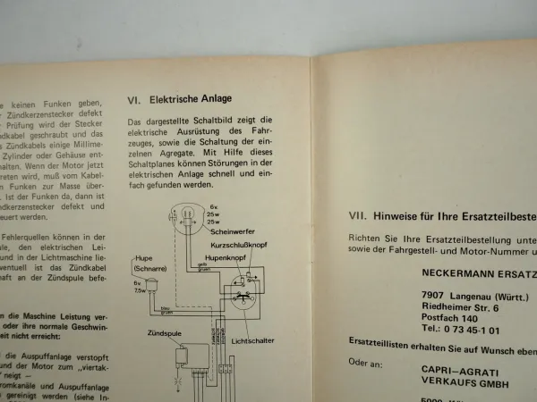 Neckermann Garelli RS Electronic Bedienungsanleitung 1972